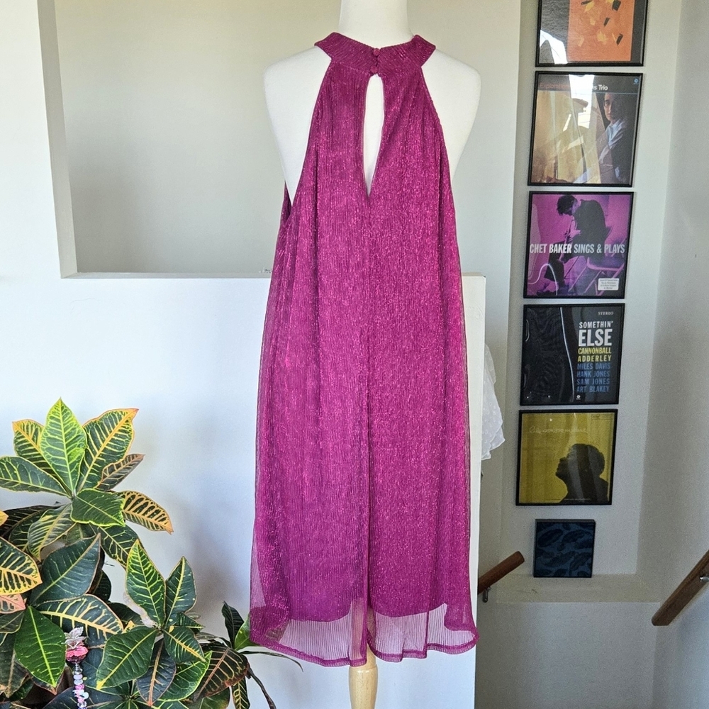 NINE WEST Berry Pink Mockneck Swing Trapeze Mini Dress XXL Cocktail Dressy - Picture 6 of 11